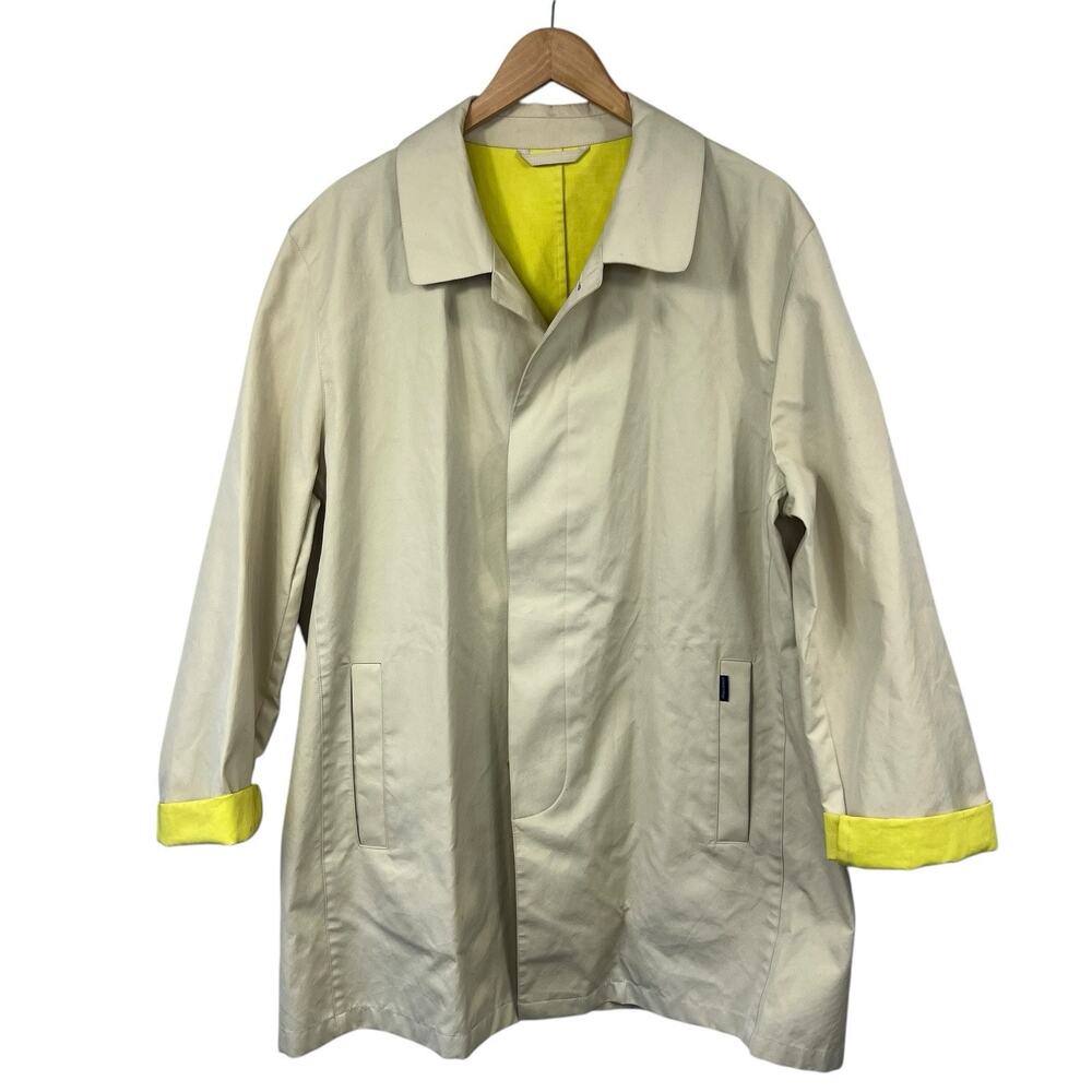 Aquascutum Tan Beige Button Up Trench Coat Size L Water Resistant